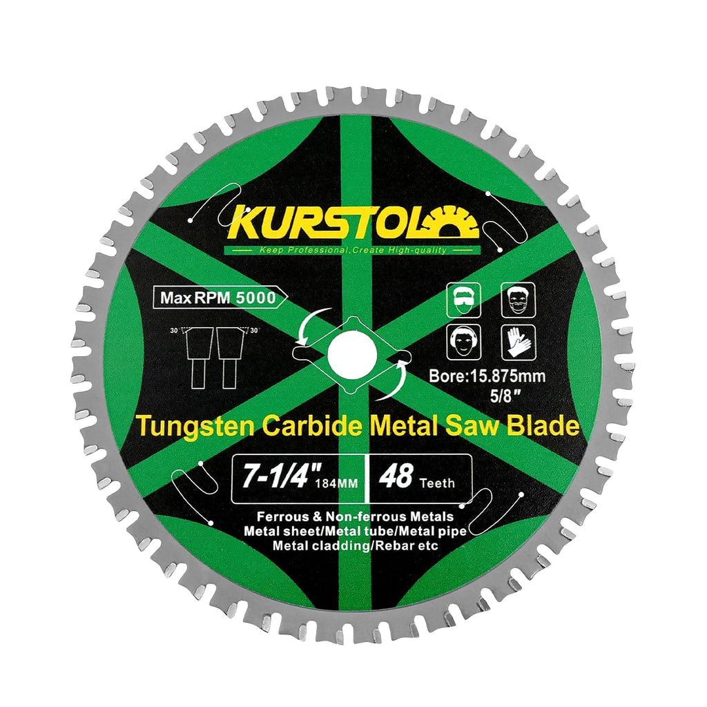 Metal Circular Saw Blade - 7-1/4" TCT Cutting Blade 48T Tungsten Carbide Tipped Blade Arbor 15.87mm for Steel, Iron, Nickel, Titanium, Ferrous Metals, Steel Pipe