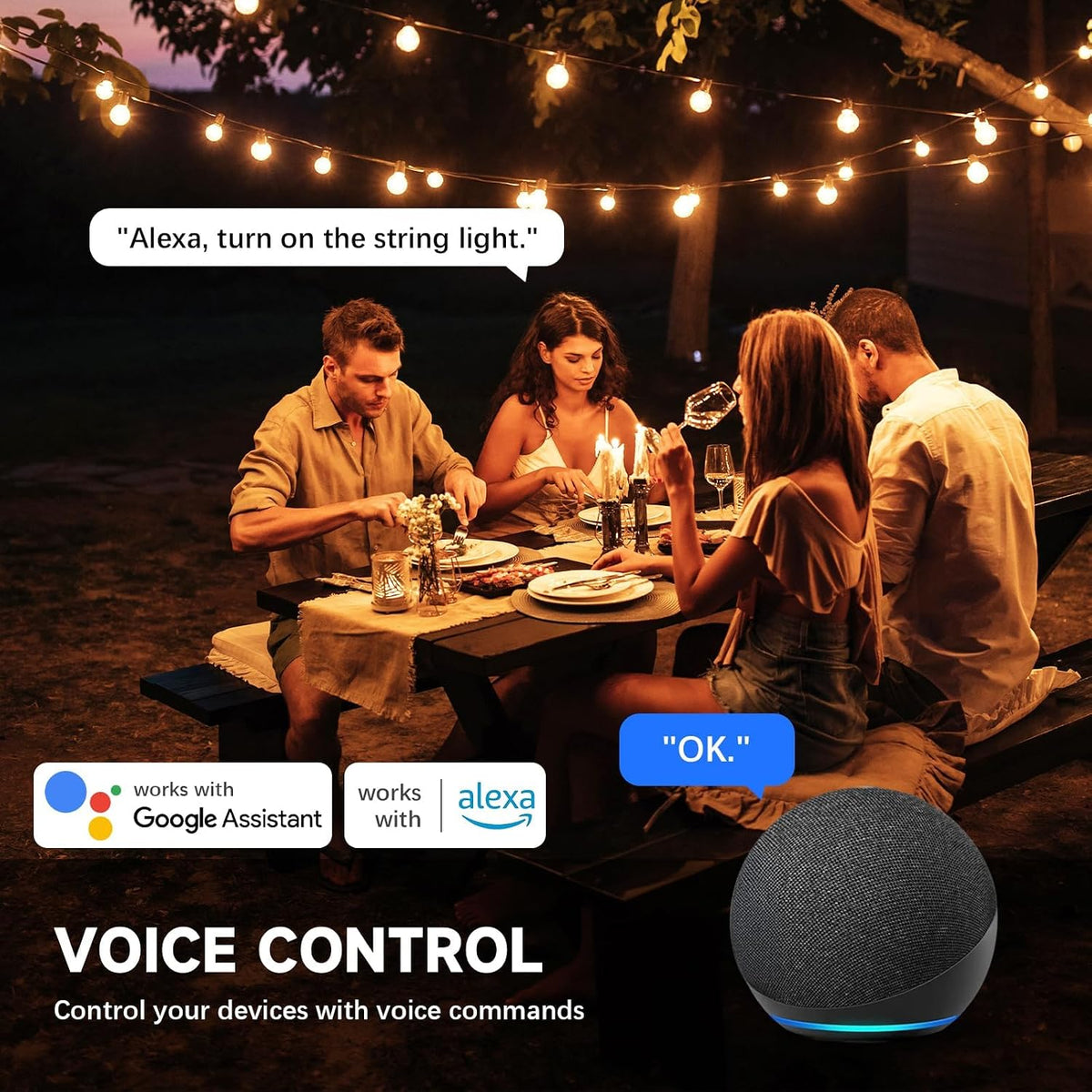 Outdoor Smart Plug, Waterproof IP66 WiFi Plug with 2 Individually Sockets, Compatible with Alexa & Google Assistant
