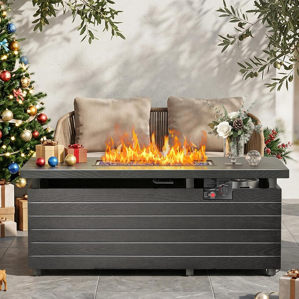 51 Inch Outdoor Propane Fire Pit Table, 50000BTU 4-in-1 FirePit Table, Gray