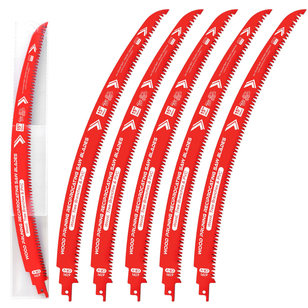 5PCS 15" Arc Edge Reciprocating Saw Blade Set with Storage Box