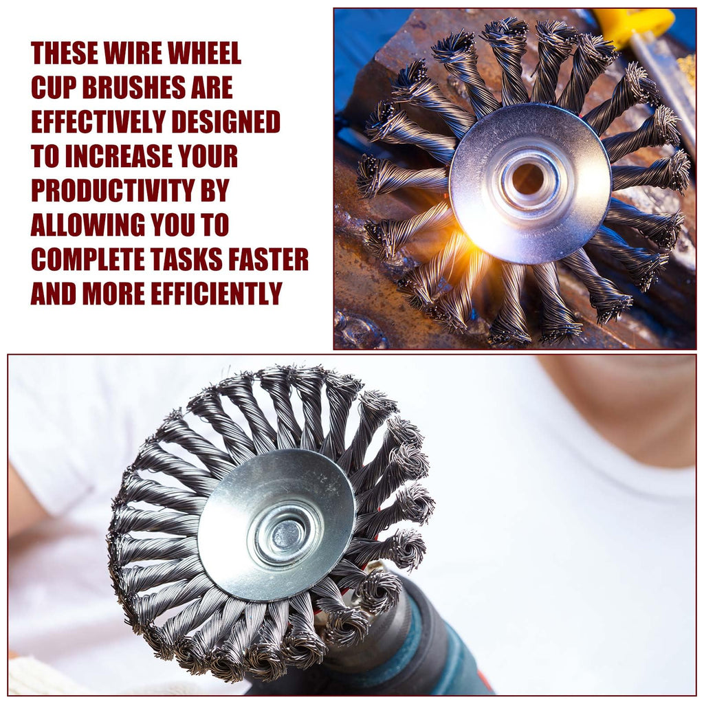 Tandefio 24 Pcs Wire Wheels for Angle Grinder, with 5/8"-11 Threaded Arbor