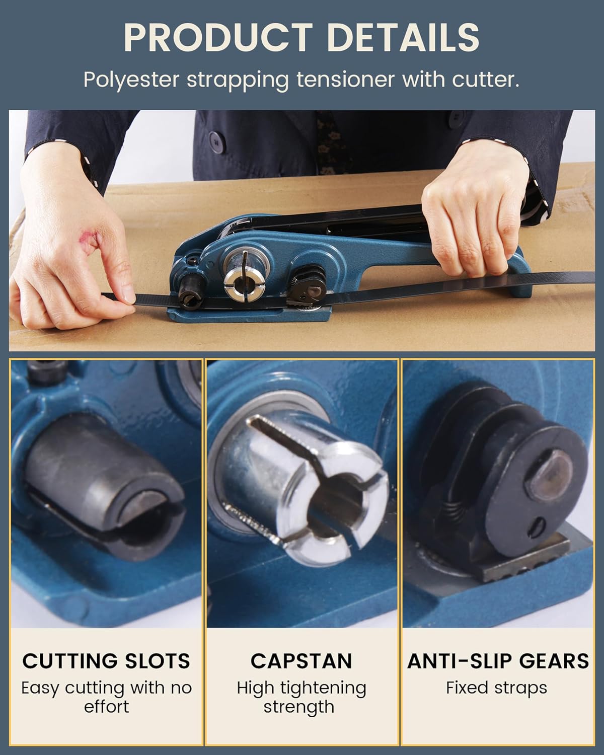 PET Banding Strapping Kit for Heavy Duty Durable Pallet Packaging Strapping Tool with >1500lbs 5/8" x 1000' PET