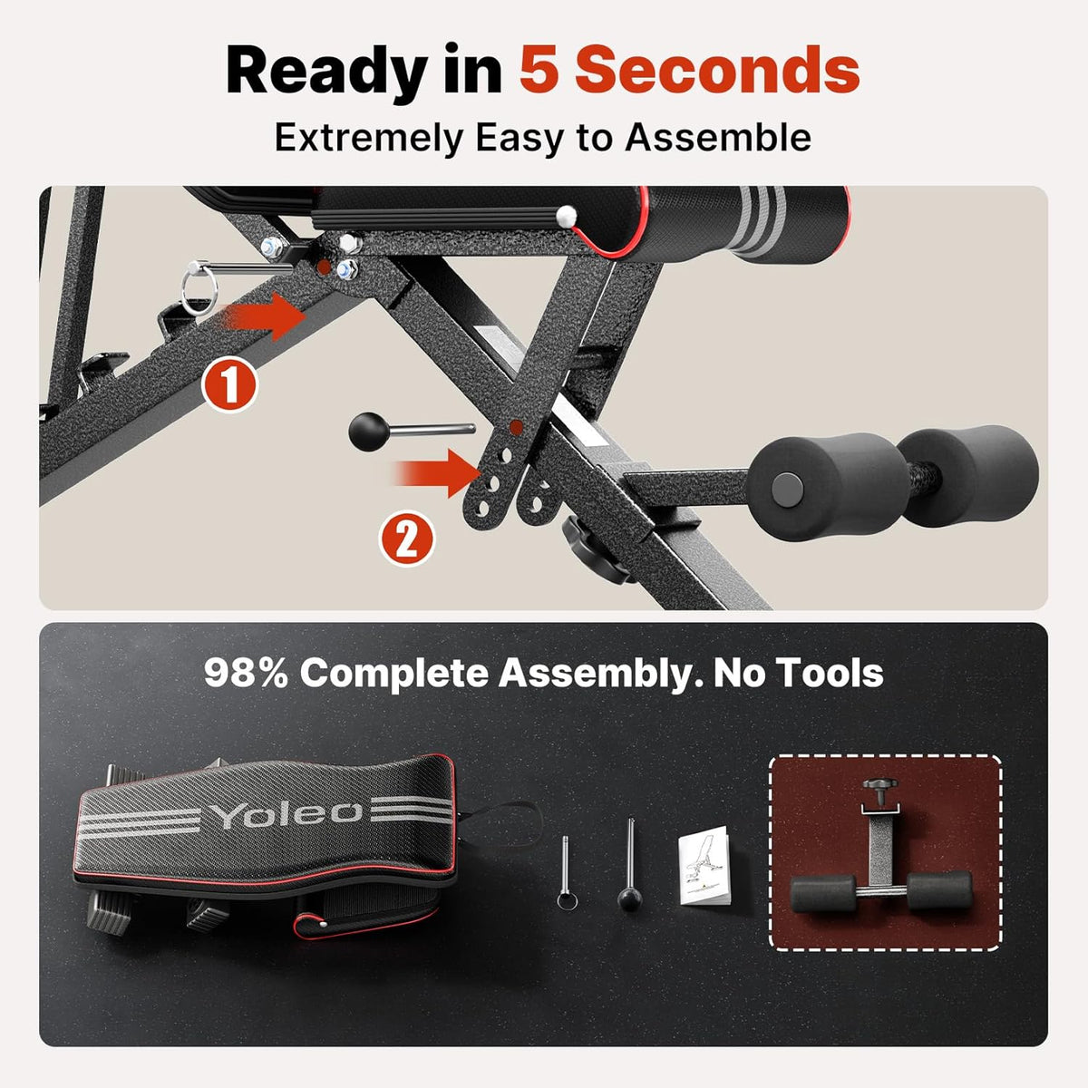 Adjustable Weight Bench for Home Gym, ASTM-Certified 827LBS, 98% Pre-Assembled, Foldable Gym Bench with 84 Positions