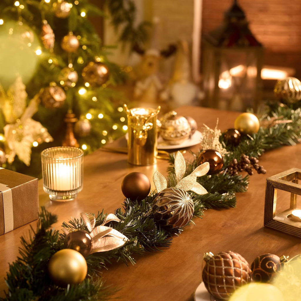 9 Ft Pre-Lit Christmas Garland with Lights for Mantle