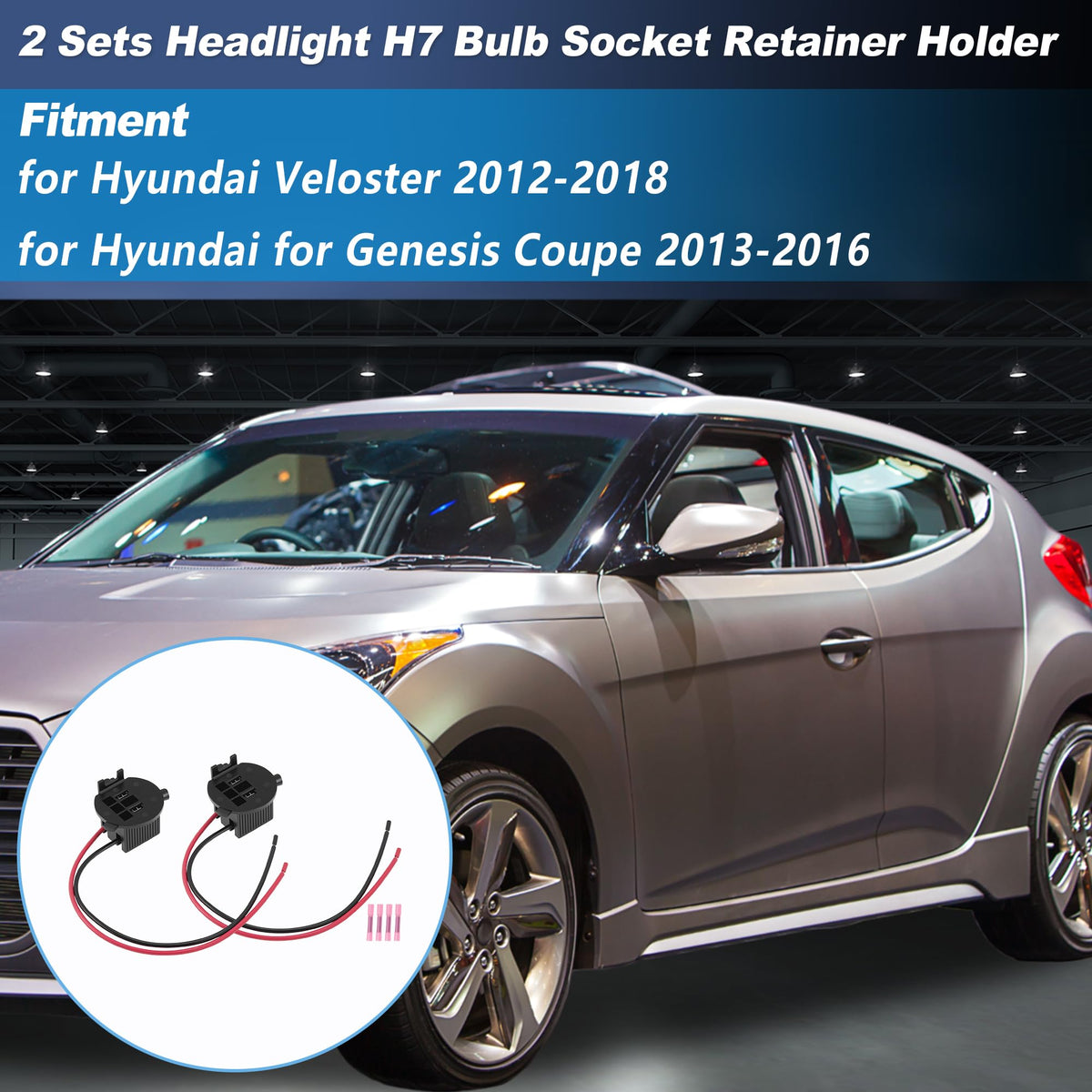 INFINAUTO 2 Sets H7 Bulb Socket Retainer Holder Adapters for Hyundai Veloster 2012-2018 Headlight H7 Bulb Socket for Hyundai for Genesis Coupe 2013-2016 Replace 18647-55007S