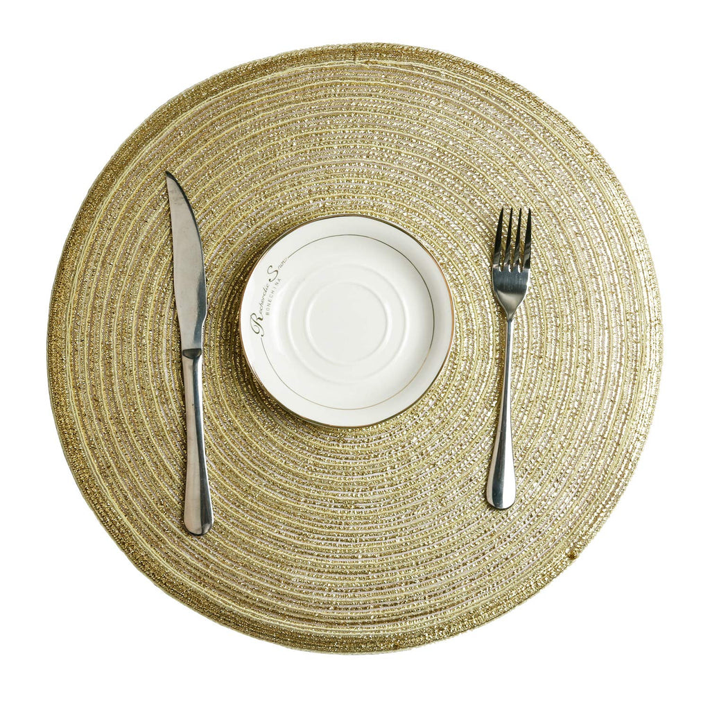 Gold Glitter Round Placemats Set