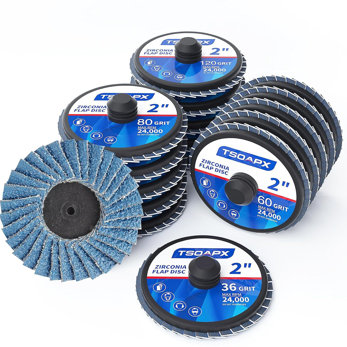 20 Pcs 2" Quick Change Flap Discs, Die Grinder Sanding