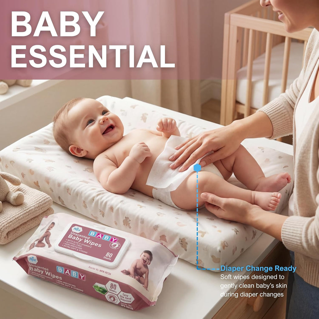 Unscented Sensitive Baby Wipes with Aloe & Vitamin E, 960Ct