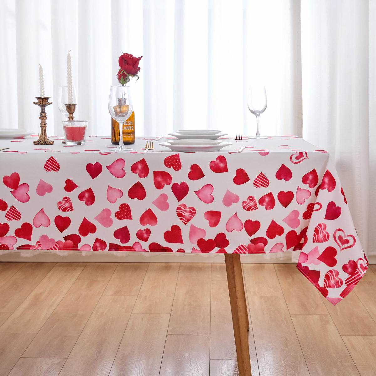 Valentines Tablecloth Rectangle Red Love Hearts Valentines Day 60x84 tablecloths for rectangle tables - Oblong
