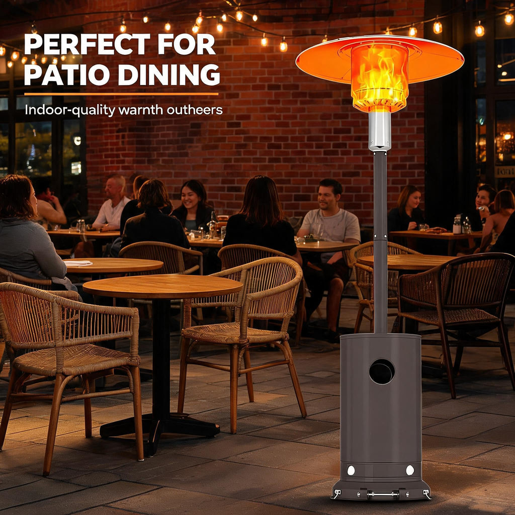 Stainless Steel Propane Outdoor Patio Heater with Wheels 48000 BTU