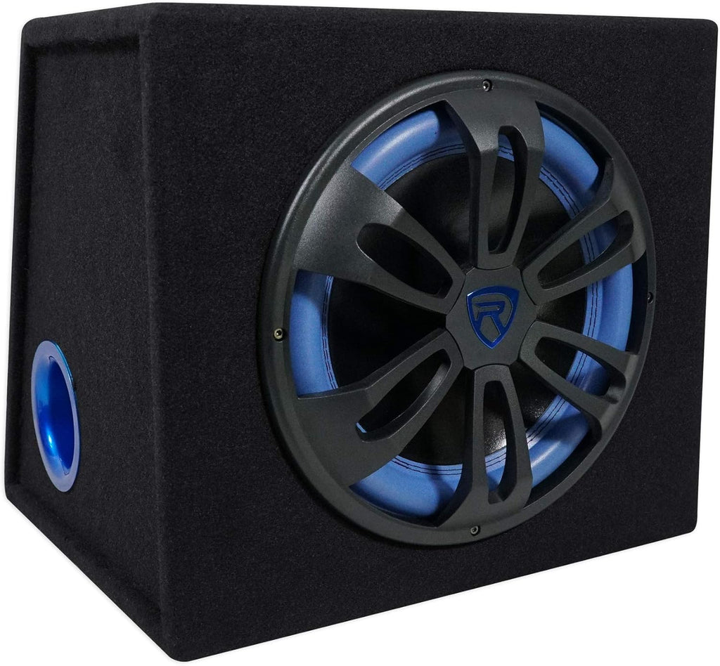 RVB12.1A 12" 500W Powered Car Subwoofer Bundle with RWK10 Amp Kit | 500W Peak / 300W RMS, Class AB, RCA and High