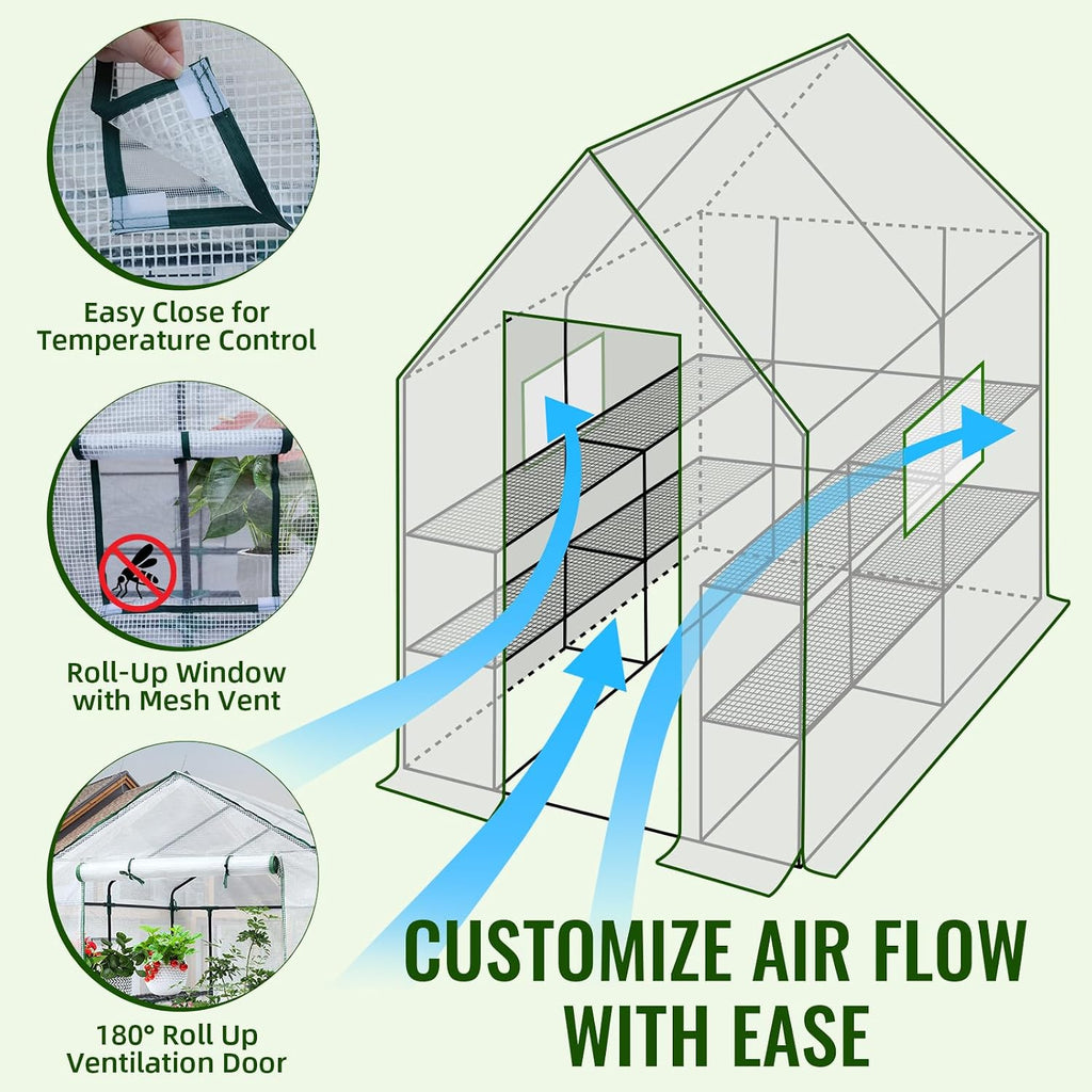 Greenhouse, 57 × 57 × 76" Portable Green House for Outdoor Indoor | Walk in Plant Greenhouses for Backyard