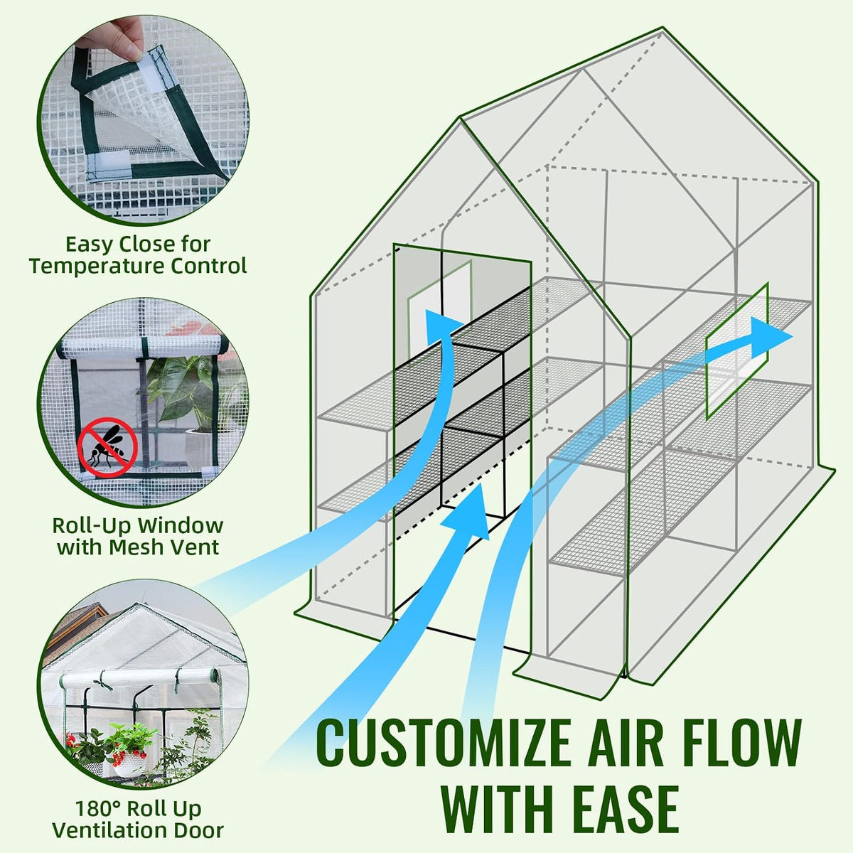 Greenhouse, 57 × 57 × 76" Portable Green House for Outdoor Indoor | Walk in Plant Greenhouses for Backyard