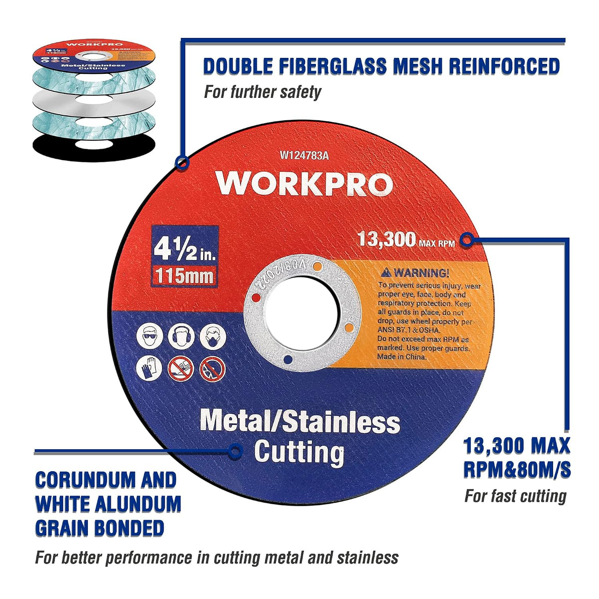 WORKPRO 10-Pack Cut-Off Wheels 4-1/2 x 7/8 Metal Cutting Disc