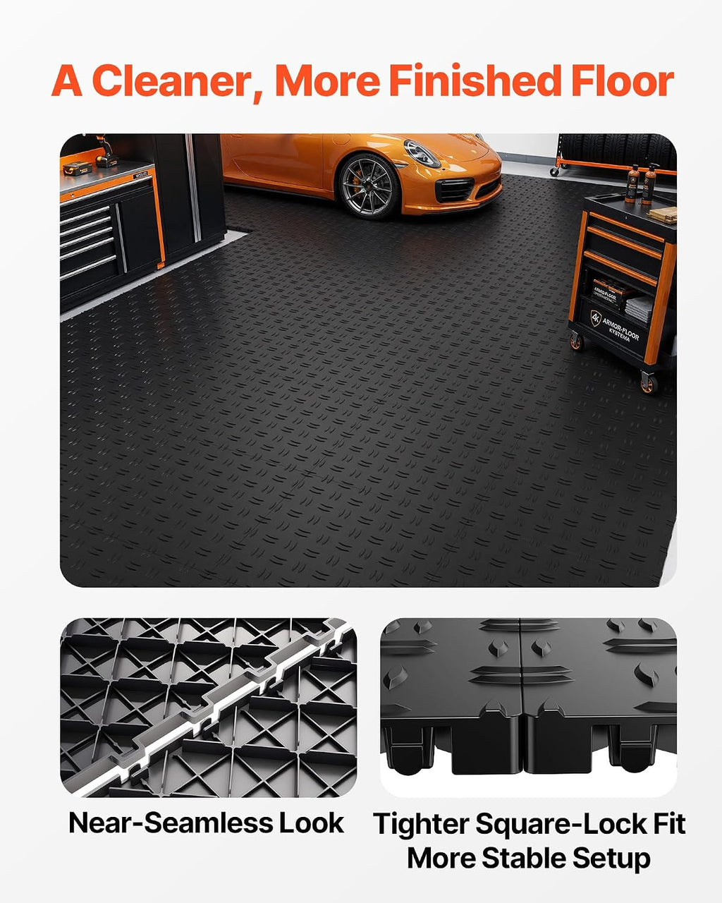 Garage Floor Tiles 12 x 12 x 0.53 inch, Interlocking Design Ease of Installation Double-Sided Texture Non-Slip