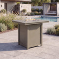 46" Modern Backyard Patio Rectangular Gas Propane Fire Pit Table (Rocks Not Included), Weathered Wood