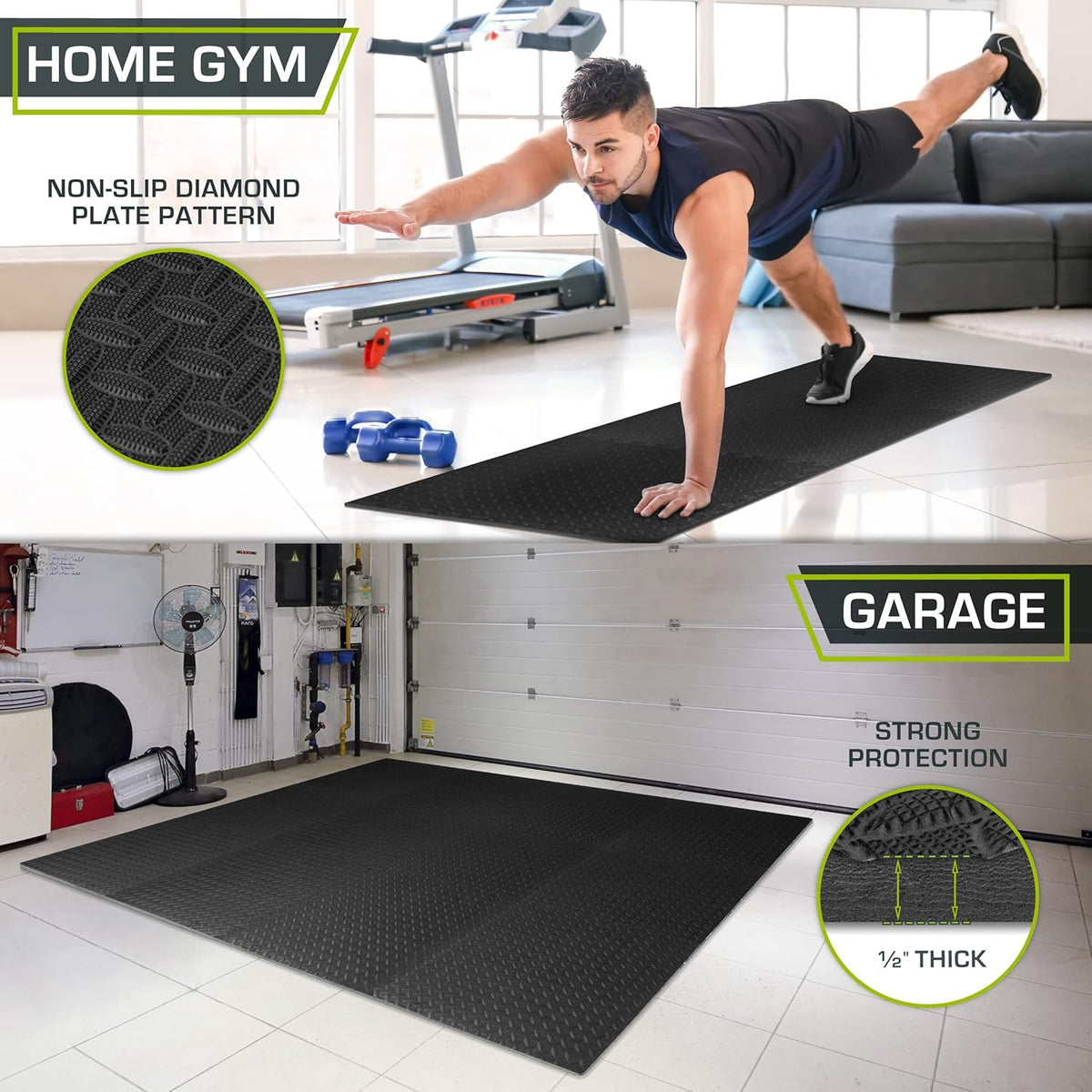 Exercise Puzzle Mat ½-inch, EVA Interlocking Foam Floor Tiles for Home Gym, Workout Equipment, Kids Play Areas