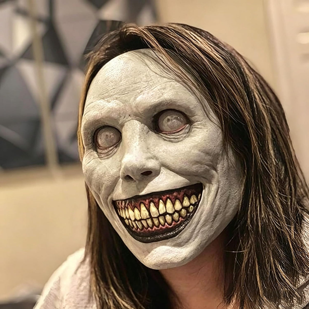 Scary Halloween Mask for Adults, Breathable, Realistic and Durable Natural Latex Smiling Demon Mask for Cosplay and