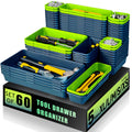 Tool Box Organizer Tray, 60 PCS & 5 Sizes, Blue and Green