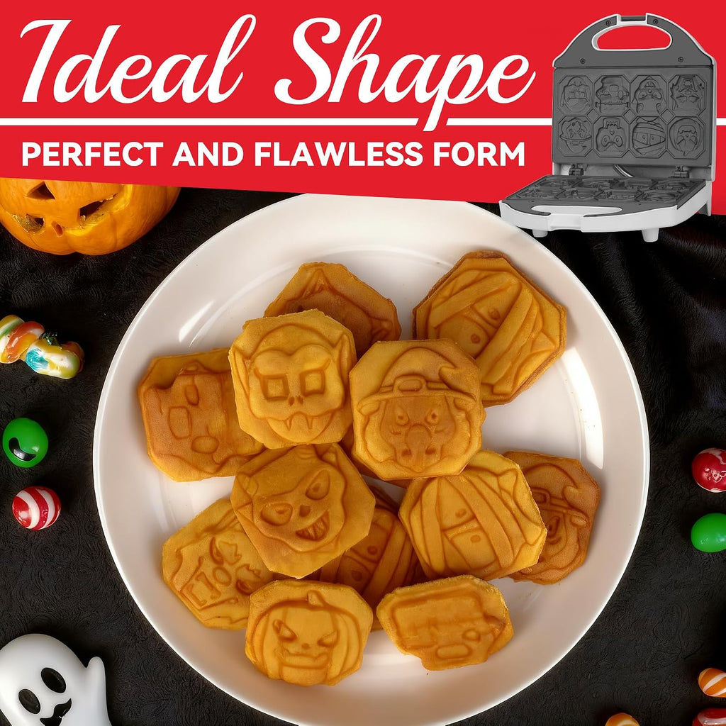 Spooky Mini Waffle Maker for Kids, Mini Pancake Maker Machine