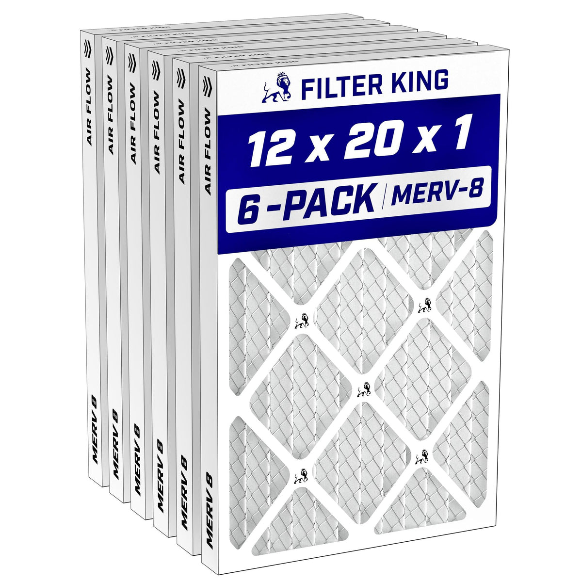 12x20x1 Air Filter MERV 8, AC Furnace Filters (6-Pack)