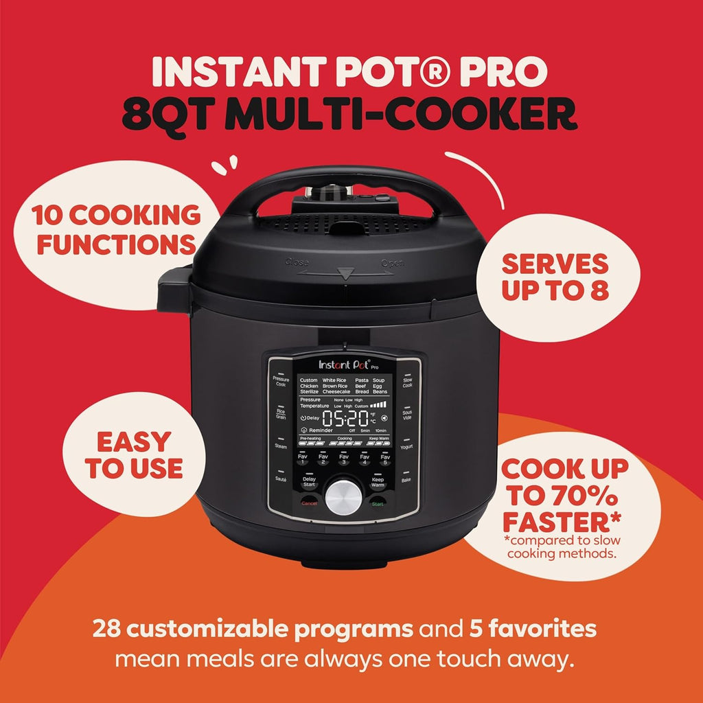 Pro (8 QT) 10-in-1 Pressure Cooker, Slow Cooker, Rice/Grain Cooker, Steamer, Sauté, Sous Vide, Yogurt Maker