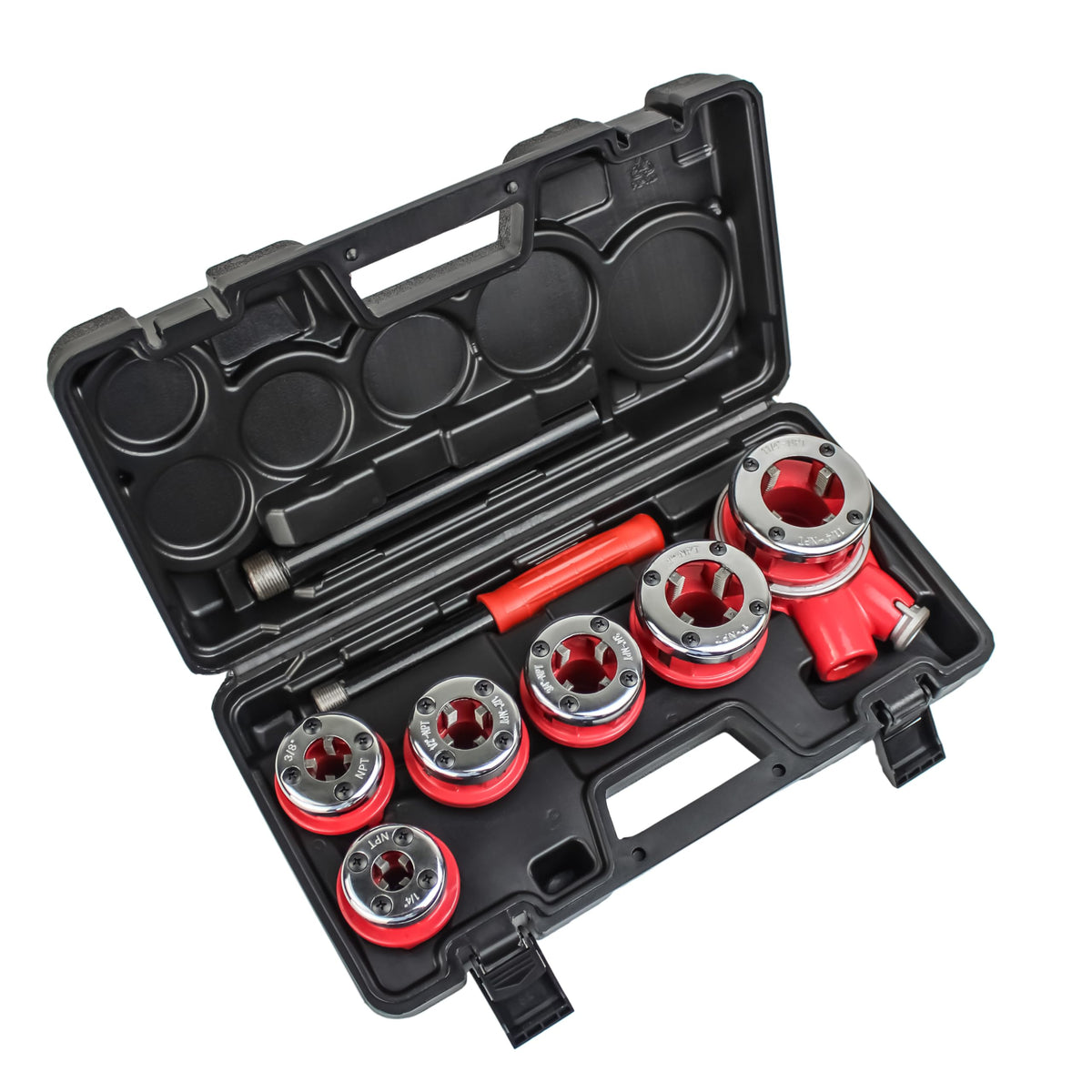 TEXALAN(R) Ratchet Pipe Threader Kit Ratcheting Pipe Threading Tool Set w/ 6 Dies 1/4", 3/8", 1/2", 3/4", 1", 11/4"