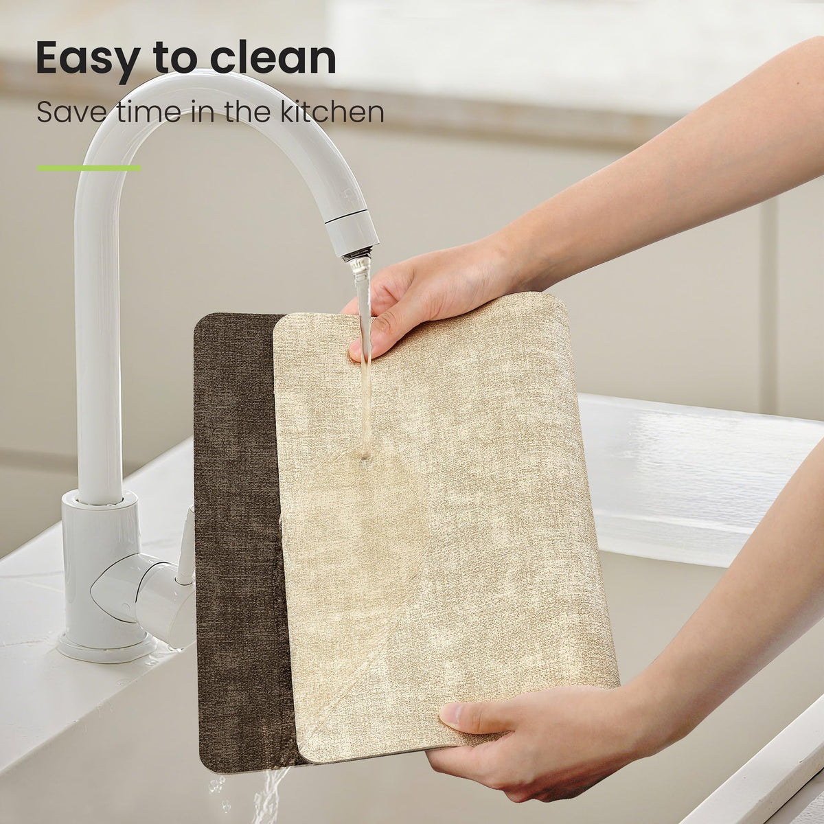 Placemats Set of 6 Wipeable Reversible Faux Leather with Coasters