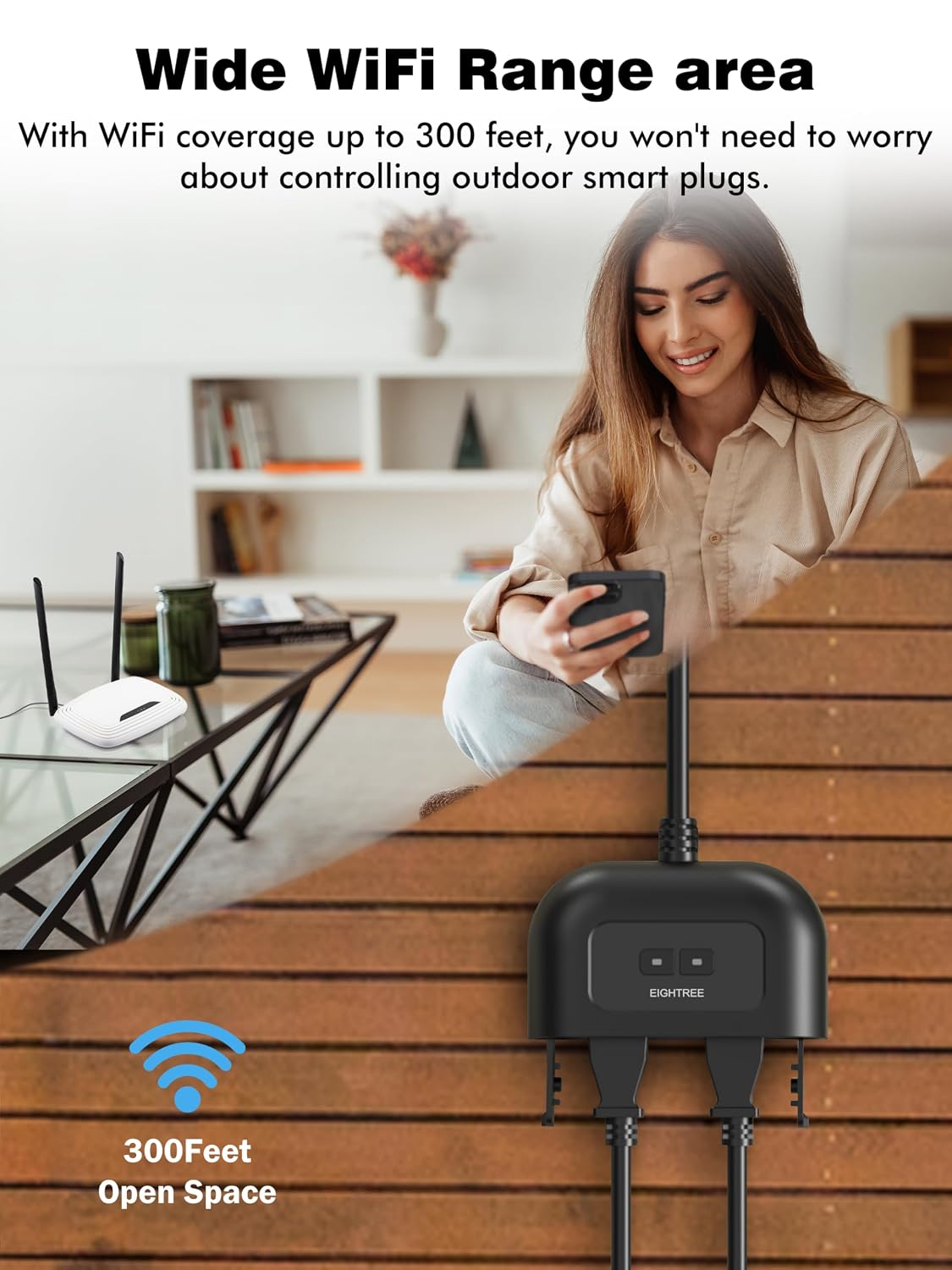 Outdoor Smart Plug, Timer Outlet with 2 Independent Outlets, 15A | Outdoor Smart Plug Waterproof Compatible with