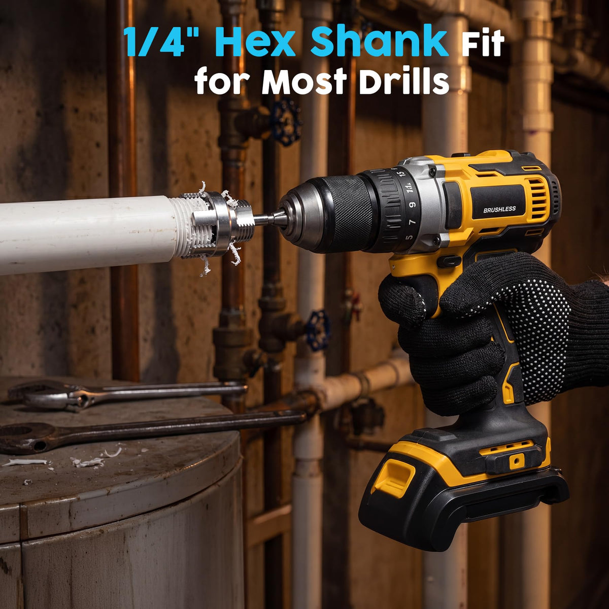 10PCS PVC Pipe Threader Kit with Step Drill Bit,1/2" 3/4" 1" for Water Pipe