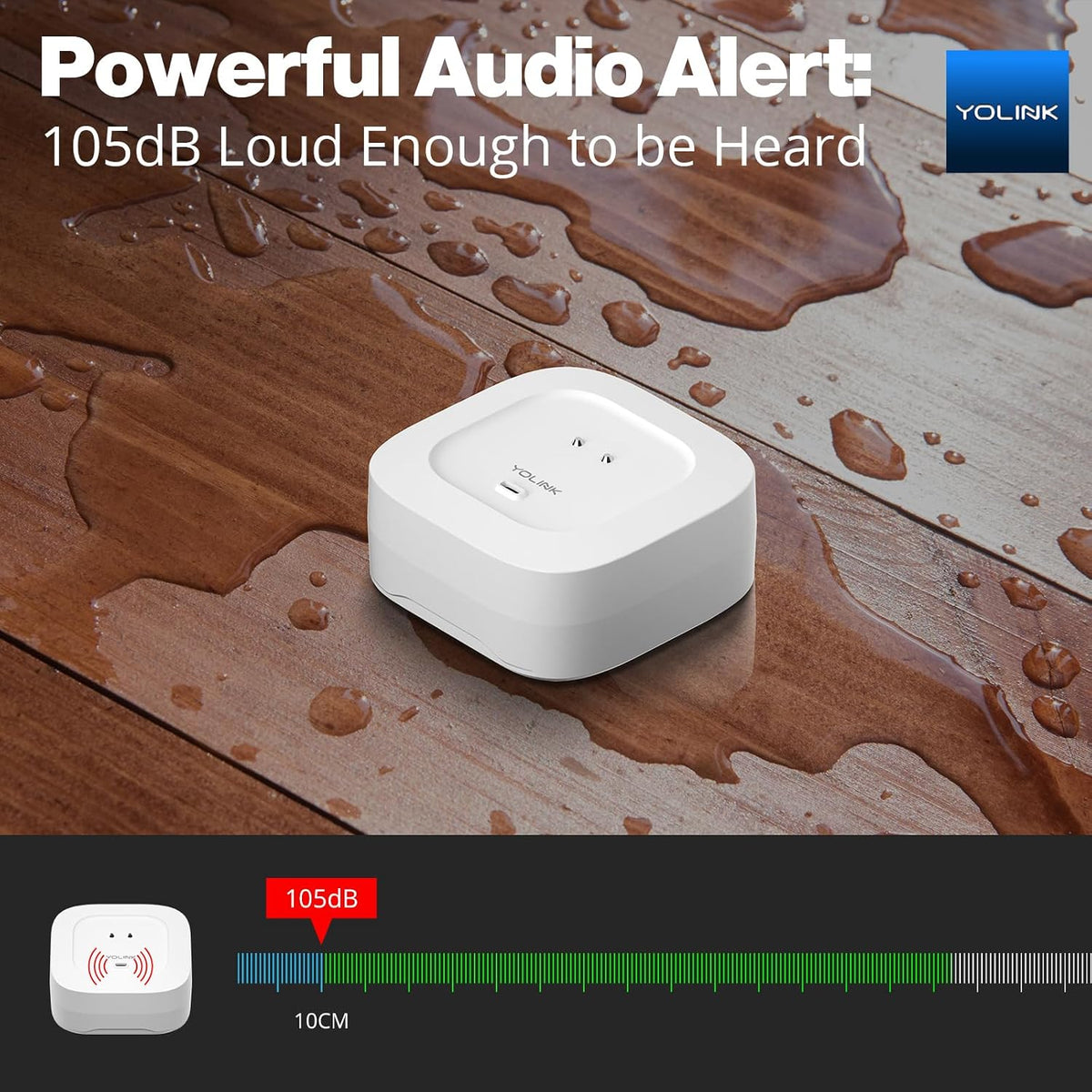 Smart Home Starter Kit: Hub & Water Leak Sensor 4 with 105dB Audio Alarm 3-Pack, SMS/Text, Email & Push