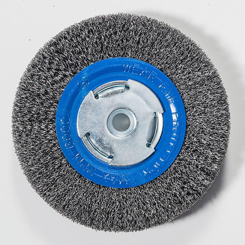 Mercer Industries 183010 - 6" diameter x 3/4" wide Crimped Wire Wheel with arbors of 2", 1/2" and 5/8" , .014 Carbon Steel Wire