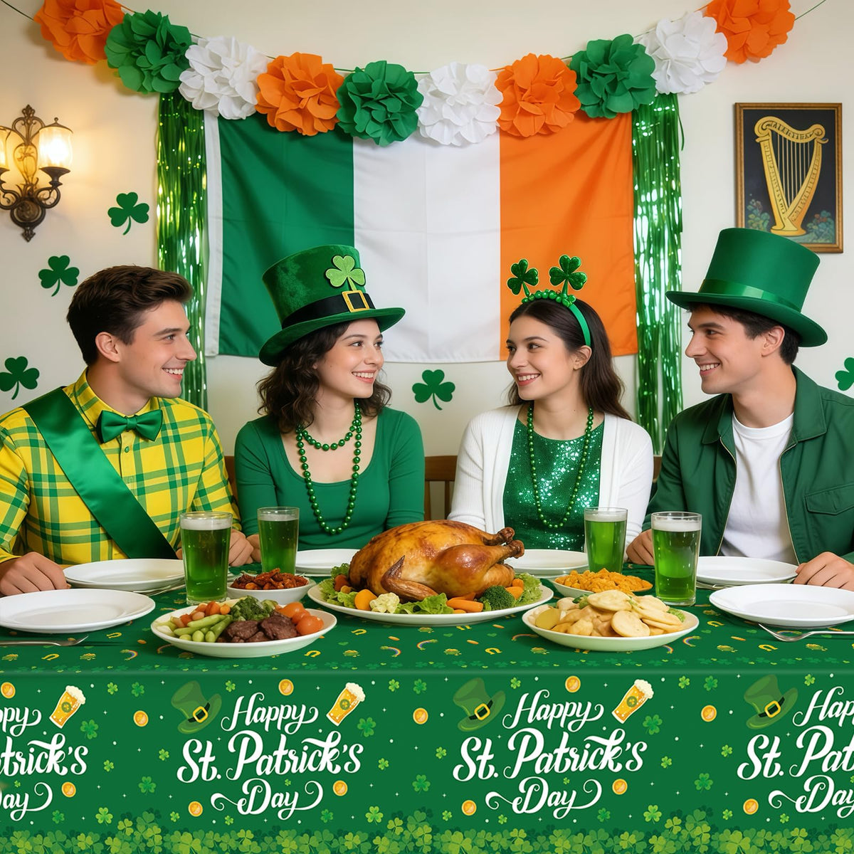 St. Patrick's Day Tablecloths, 3 Pack 54 x 108 Inch Table Covers Set