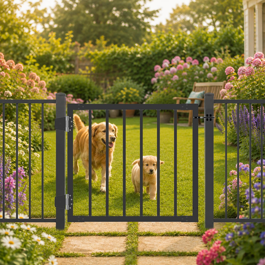 32" H x 36" W Heavy-Duty Weatherproof Aluminum Outdoor Deck & Patio Safety Gate with Rust-Proof Hinges & Latch