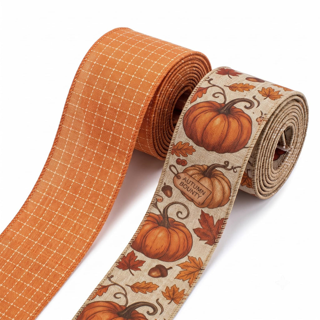 2 Rolls 2.5 Inch x 10 Yards Fall Wired Ribbon