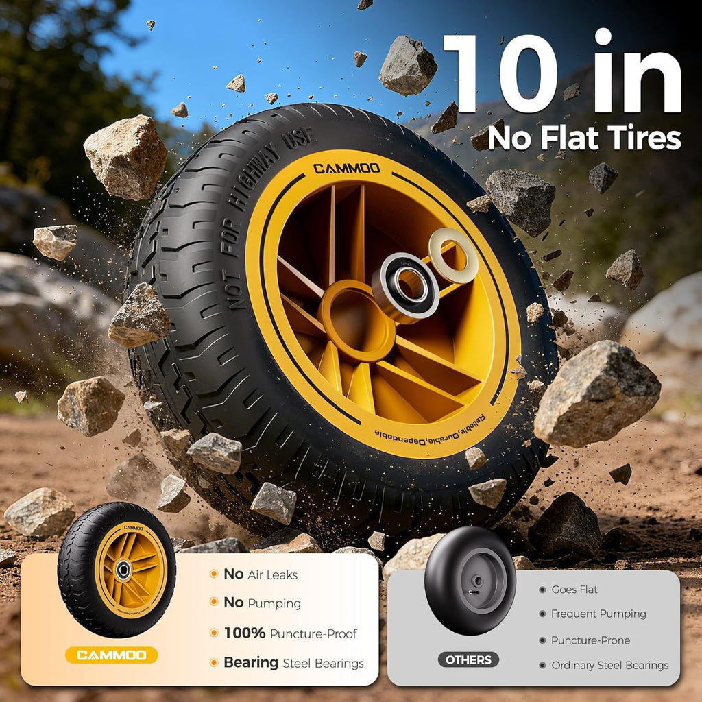 10in NO-FLAT TIRES 900lb Heavy-Duty Garden Dump Cart DIY Expandable Capacity Over 4 Cu.Ft. Utility Wagon with