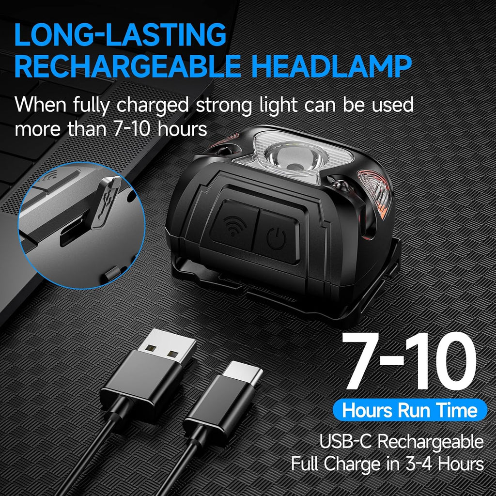 2 Sets High-End Comfortable Camping & Work Headlamp, Long Endurance Lighting 12 Hours, 1000+ LM High Brightness, IPX5
