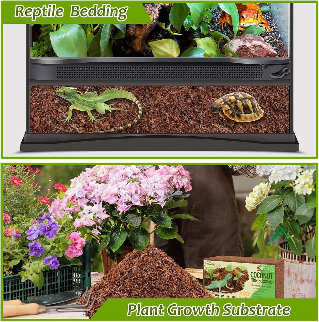 4 Pack Natural Coconut Fiber Substrate, Coco Coir Reptile Bedding
