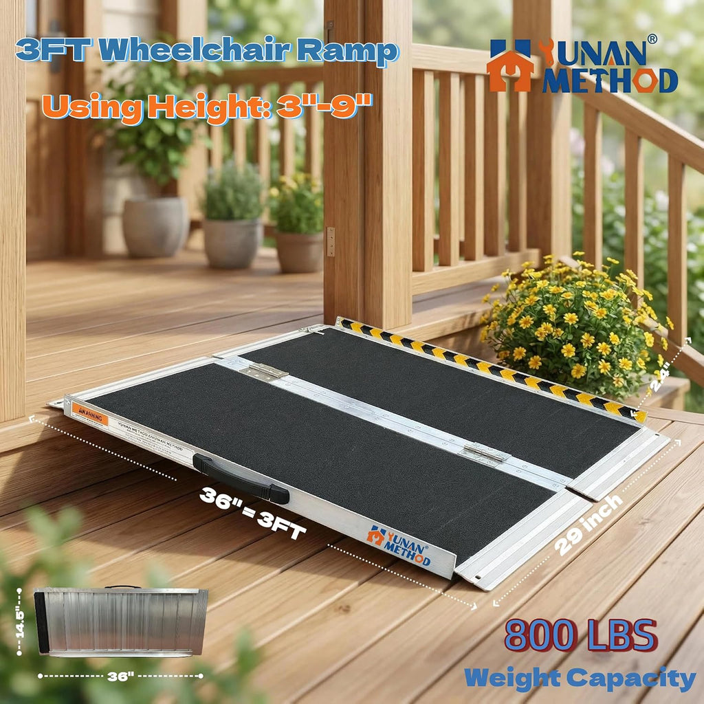 3FT Portable Wheelchair Ramp (Using 3-9''), 800LBS Capacity