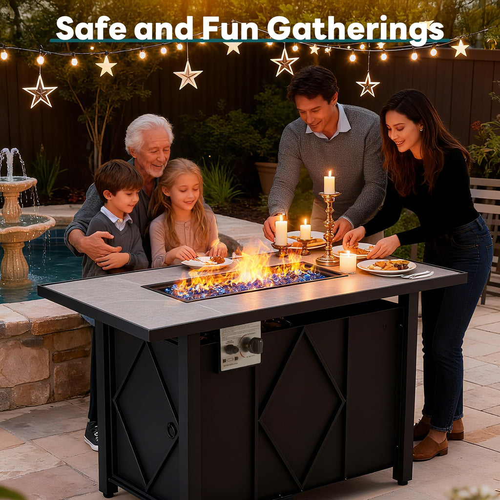 43 Inch Propane Fire Pit Table, 50,000 BTU Outdoor Gas Fire Table