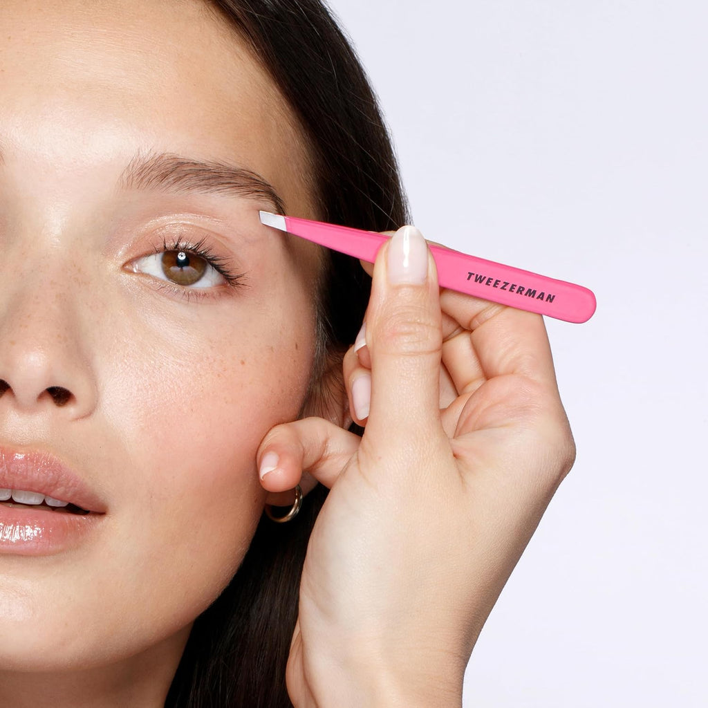 Slant Tweezer – Tweezerman Tweezers for Eyebrows Neon Pink