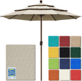 USA 10-Year-Non-Fading 11ft 3-Tier Market Patio Umbrella, Commercial Grade Outdoor Table Umbrella with Crank Open
