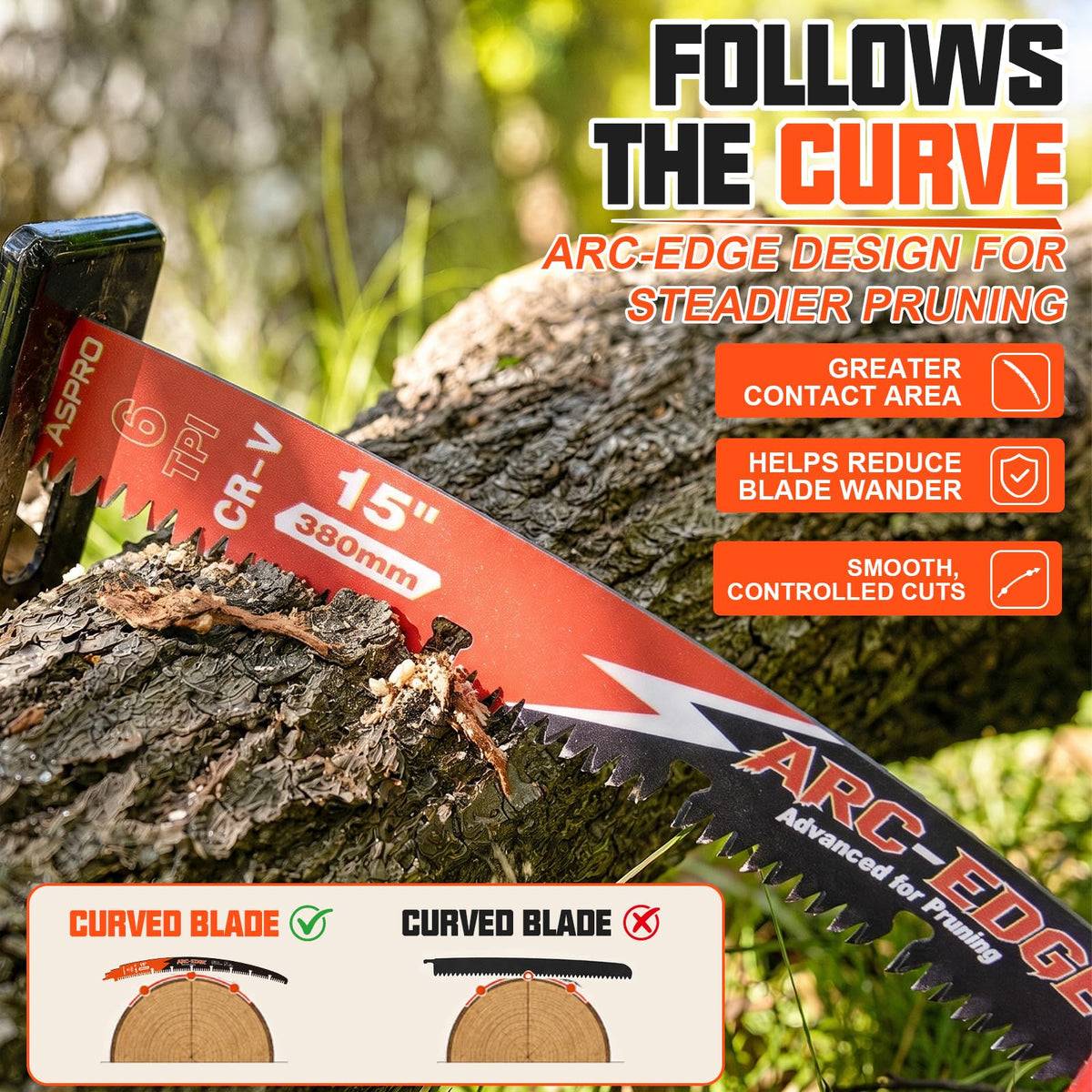 Arc Edge Reciprocating Saw Blades, 15 Inch 6TPI for Tree Pruning, 3 Pcs