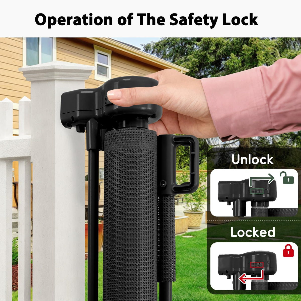 250" Extra-Wide Retractable Indoor Mesh Pet & Child Safety Gate with One-Hand Safety Lock for Wide Openings, Patios & Stairways