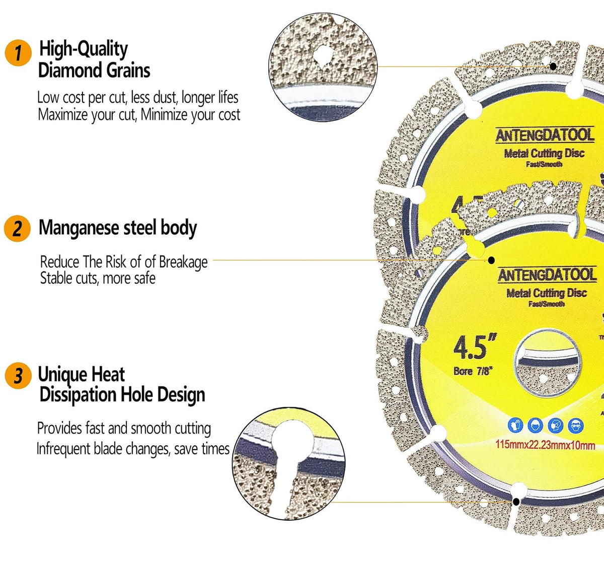 9 Inch Metal Cutting Diamond Blade, 230mm Cut Off Wheel 7/8"-5/8" Arbor for Cast Iron Rebar Carbide Stainless Steel by ANTENGDATOOL