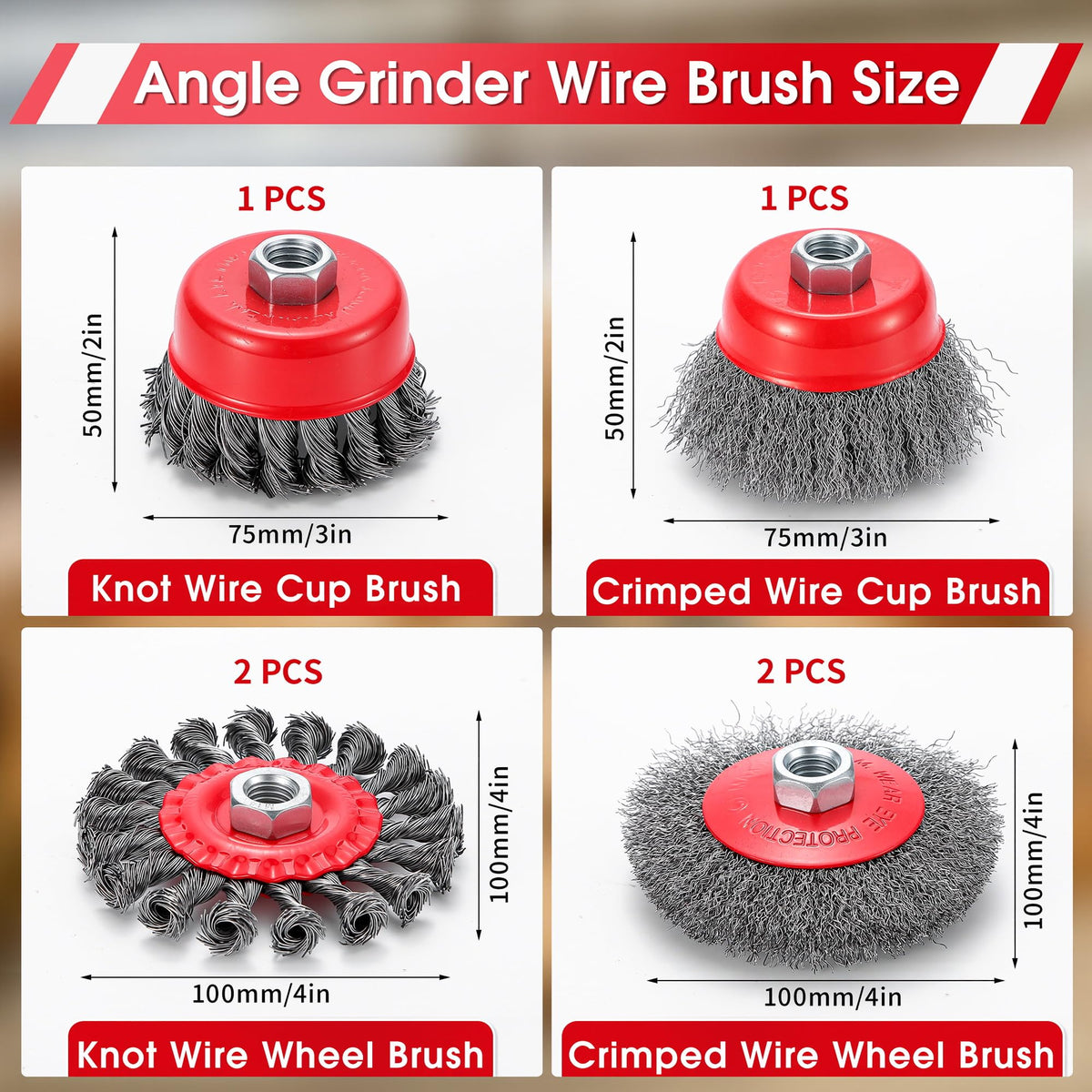6 Pack Angle Grinder Wire Wheel, Wire Wheel Brush for 4-1/2" Angle Grinder