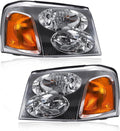 Headlight Assembly Compatible with 2002-2009 GMC Envoy, Headlamp w/o Bulb Replace# 15866071 15866070
