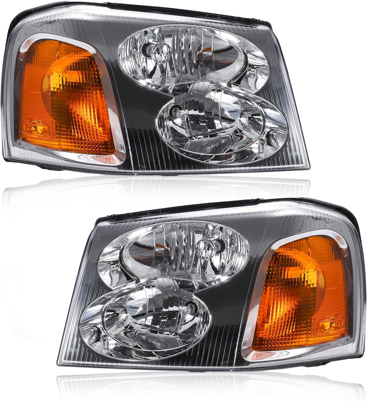 Headlight Assembly Compatible with 2002-2009 GMC Envoy, Headlamp w/o Bulb Replace# 15866071 15866070