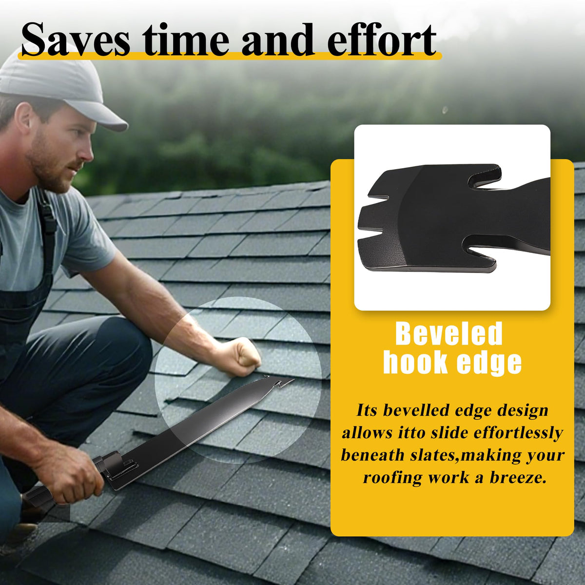 17" Shingle Slater Ripper with Claw Nail Puller End, High Quality Metal Roof Shingle Removal Tool with Bow-Type Rubbe