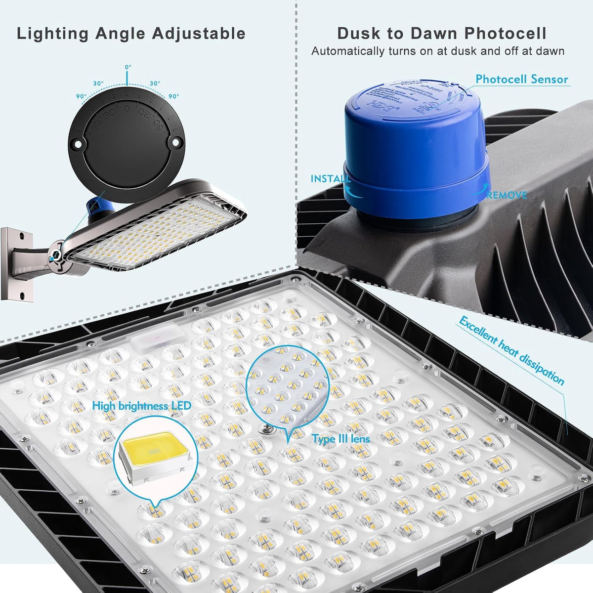 Lightdot Parking Lot Lights 400W, 2Pack ARM Mount LED Pole Lights Outdoor